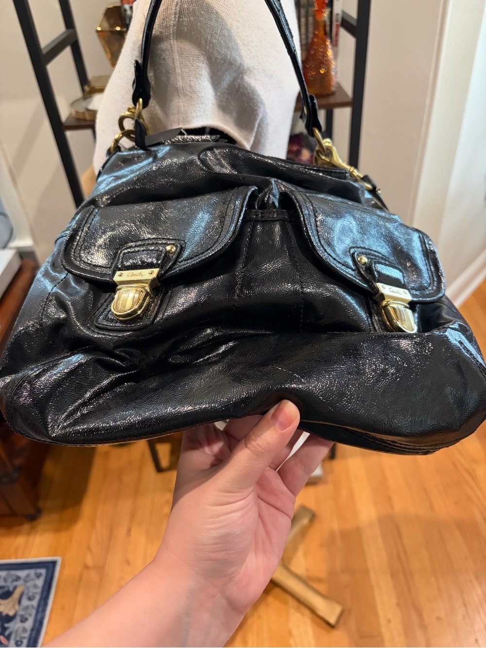 Black Coach Daisy Hobo Bag with Double Pockets - F23401 - Picture 7 of 11